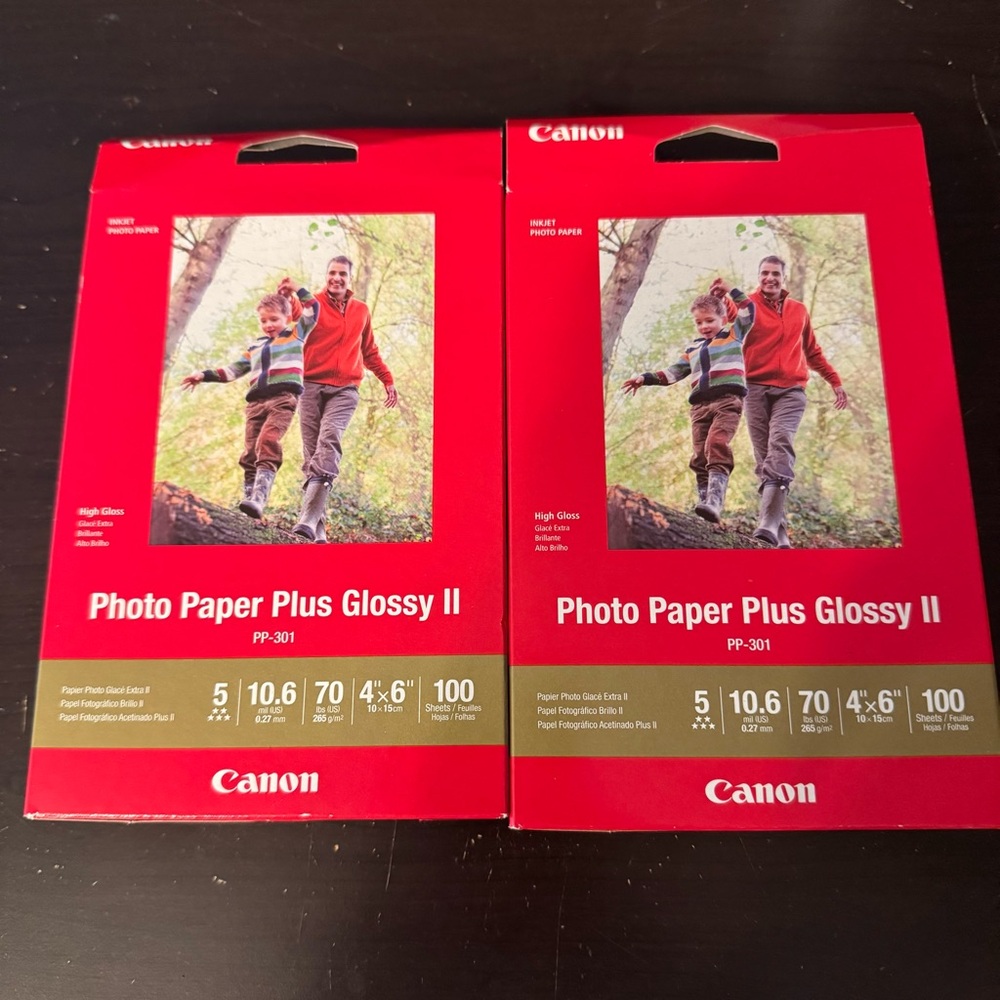 Canon Inkjet Photo Paper Plus Glossy II 4" x 6" 200 Sheets Total PP-301 Lot Of 2